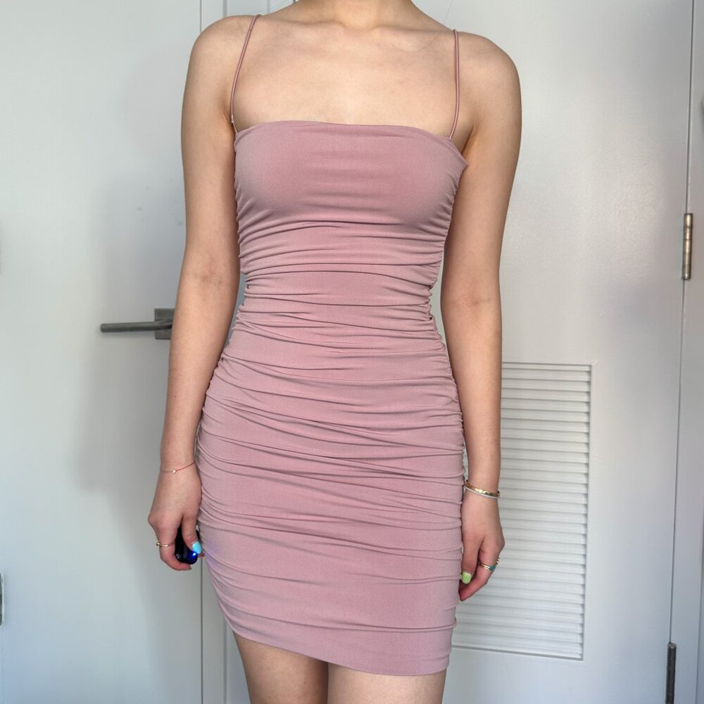 Ruched Dress in dusty pink — size XS
